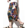 imageFlygo Mens Ethnic Stylish Drawstring Elastic Waist Loose Fit Baggy Linen Harem Capri PantsRed Brown5