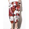 imageFlygo Mens Ethnic Stylish Drawstring Elastic Waist Loose Fit Baggy Linen Harem Capri PantsRed6