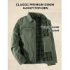 imageFlygo Mens Flannel Lined Denim Jacket Snap Cowboy Cut Western Classic Slim Fit Vintage Heavy Duty Jacket Trucker Coats