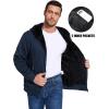 imageFlygo Mens Fleece Hoodie Jacket Jacquard PlaidCloth Zipper Sherpa Lined Sweatshirt Jackets Winter Warm CoatNavyblue