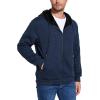 imageFlygo Mens Fleece Hoodie Jacket Jacquard PlaidCloth Zipper Sherpa Lined Sweatshirt Jackets Winter Warm CoatNavyblue