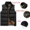 imageFlygo Mens Fleece Lined Winter Warm Outdoor Padded Puffer Vest Thick Sleeveless Jacket with PocketsBlack
