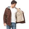 imageFlygo Mens Outdoor Casual Fleece Sherpa Lined Flannel Hooded Plaid Shirt JacketCoffeePlaidL