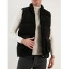 imageFlygo Mens Sherpa Lined Puffer Vest Corduroy Winter Vests Warm Sleeveless Quilted Fleece Vest Jacket OuterwearBlack