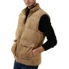 imageFlygo Mens Sherpa Lined Puffer Vest Corduroy Winter Vests Warm Sleeveless Quilted Fleece Vest Jacket OuterwearCamel