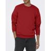 imageFlygo Mens Sherpa Lined Sweatshirts Fleece Pullover Top Cotton Crew Neck Sweatshirt Warm Sweater Winter ClothesRed