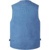 imageFlygo Mens Summer Casual Fishing Photography Vest Multiple Pockets Outdoor Waistcoat Jacket Large Denim Blue