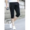 imageFlygo Mens Sweat Shorts Below Knee Cotton Workout Bodybuilding Running 34 Jogger Capri PantsStriped Black