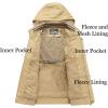 imageFlygo Mens Thickened Sherpa Lined Fishing Vest Outdoor Winter Warm Jacket with Removable HoodStyle 02 Khaki
