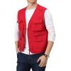 imageFlygo Mens Utility Cargo Vest Outdoor Fishing Safari Travel Work Photo Vest with Pockets01 Red