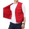 imageFlygo Mens Utility Cargo Vest Outdoor Fishing Safari Travel Work Photo Vest with Pockets01 Red