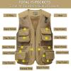imageFlygo Mens Utility Cargo Vest Outdoor Fishing Safari Travel Work Photo Vest with PocketsRed