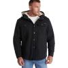 imageFlygo Mens Warm Relaxed Fit Washed Duck SherpaLined Shirt Jacket Hooded Outdoor Fleece Lined Utility Work CoatSolid Black