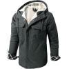imageFlygo Mens Warm Relaxed Fit Washed Duck SherpaLined Shirt Jacket Hooded Outdoor Fleece Lined Utility Work CoatSolid Grey