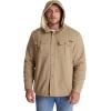imageFlygo Mens Warm Relaxed Fit Washed Duck SherpaLined Shirt Jacket Hooded Outdoor Fleece Lined Utility Work CoatSolid Khaki