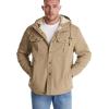 imageFlygo Mens Warm Relaxed Fit Washed Duck SherpaLined Shirt Jacket Hooded Outdoor Fleece Lined Utility Work CoatSolid Khaki