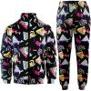 imageFlygo 80s 90s Outfit for Men Retro Track Suits 80s Tracksuit Set Windbreaker Hip Hop Party Rave OutfitsBlack