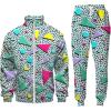 imageFlygo 80s 90s Outfit for Men Retro Track Suits 80s Tracksuit Set Windbreaker Hip Hop Party Rave OutfitsGreen