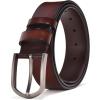 imageFlygo Genuine Leather Dress Belt For Men 15quot Single Prong Buckle Jeans BeltCoffee