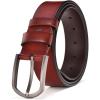 imageFlygo Genuine Leather Dress Belt For Men 15quot Single Prong Buckle Jeans BeltWine Red