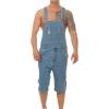 imageFlygo Mens Bib Overall Shorts Casual Ripped Denim Jumpsuit RompersBlue