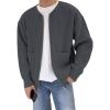 imageFlygo Mens Cardigan Sweater Zip Up Crewneck Knit Long Sleeve Open Front Casual Sweaters Outwear with PocketsGrey