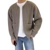 imageFlygo Mens Cardigan Sweater Zip Up Crewneck Knit Long Sleeve Open Front Casual Sweaters Outwear with PocketsKhaki