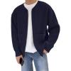 imageFlygo Mens Cardigan Sweater Zip Up Crewneck Knit Long Sleeve Open Front Casual Sweaters Outwear with PocketsNavy