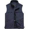 imageFlygo Mens Casual Lightweight Outdoor Work Safari Fishing Travel Photo Vest Multi PocketsNavy Blue