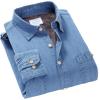 imageFlygo Mens Casual Long Sleeve Sherpa Lined Button Down Denim Shirt JacketBlue
