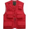 imageFlygo Mens Casual MultiPocket Outdoor Utility Fishing Photo Safari Work Travel VestRed