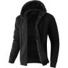 imageFlygo Mens Fleece Hoodie Jacket Jacquard PlaidCloth Zipper Sherpa Lined Sweatshirt Jackets Winter Warm CoatBlack