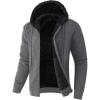 imageFlygo Mens Fleece Hoodie Jacket Jacquard PlaidCloth Zipper Sherpa Lined Sweatshirt Jackets Winter Warm CoatDarkgrey