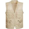 imageFlygo Mens Mesh Quick Dry Outdoor Work Fishing Travel Photo Vest with Multi PocketsStyle 03 Khaki