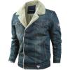 imageFlygo Mens Sherpa Fleece Lined Denim Trucker Jacket Winter Jean Jacket Cowboy CoatDark Blue