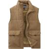 imageFlygo Mens Sherpa Lined Puffer Vest Corduroy Winter Vests Warm Sleeveless Quilted Fleece Vest Jacket OuterwearCamel