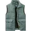 imageFlygo Mens Sherpa Lined Puffer Vest Corduroy Winter Vests Warm Sleeveless Quilted Fleece Vest Jacket OuterwearGreen