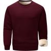 imageFlygo Mens Sherpa Lined Sweatshirts Fleece Pullover Top Cotton Crew Neck Sweatshirt Warm Sweater Winter ClothesMaroon