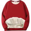 imageFlygo Mens Sherpa Lined Sweatshirts Fleece Pullover Top Cotton Crew Neck Sweatshirt Warm Sweater Winter ClothesRed