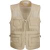 imageFlygo Mens Summer Mesh Fishing Vest Photography Work MultiPockets Outdoors Journalists Vest Sleeveless Jacket XXLarge Beige