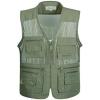 imageFlygo Mens Summer Mesh Fishing Vest Photography Work Multipockets Outdoors Journalists Vest Sleeveless Jacket Large Army Green