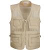 imageFlygo Mens Summer Mesh Fishing Vest Photography Work Multipockets Outdoors Journalists Vest Sleeveless Jacket Medium Beige
