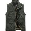 imageFlygo Mens Utility Cotton Canvas Duck Safari Fishing Vest Jacket OuterwearArmy Green