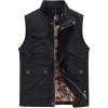 imageFlygo Mens Utility Cotton Canvas Duck Safari Fishing Vest Jacket OuterwearBlack