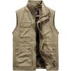 imageFlygo Mens Utility Cotton Canvas Duck Safari Fishing Vest Jacket OuterwearKhaki