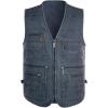 imageFlygo Mens Vest Plus Size 16 Pockets Leisure Outdoor Lightweight Fishing Photo Journalist VestBlue