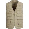 imageFlygo Mens Vest Plus Size 16 Pockets Leisure Outdoor Lightweight Fishing Photo Journalist VestKhaki