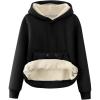 imageFlygo Womens Sherpa Fleece Lined Hoodie Winter Warm Thermal Heavyweight Plain Pullover Thicken Sweatshirt Tops with PocketsBlack
