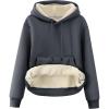 imageFlygo Womens Sherpa Fleece Lined Hoodie Winter Warm Thermal Heavyweight Plain Pullover Thicken Sweatshirt Tops with PocketsDarkgrey