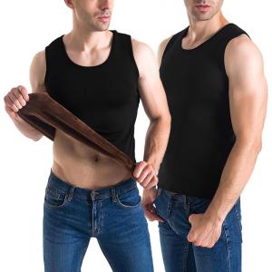imageFlygo 2 Pack Thermal Tank Top Men Cotton Winter Warm Fleece Lined Underwear Sleeveless Vest UndershirtBlackblack